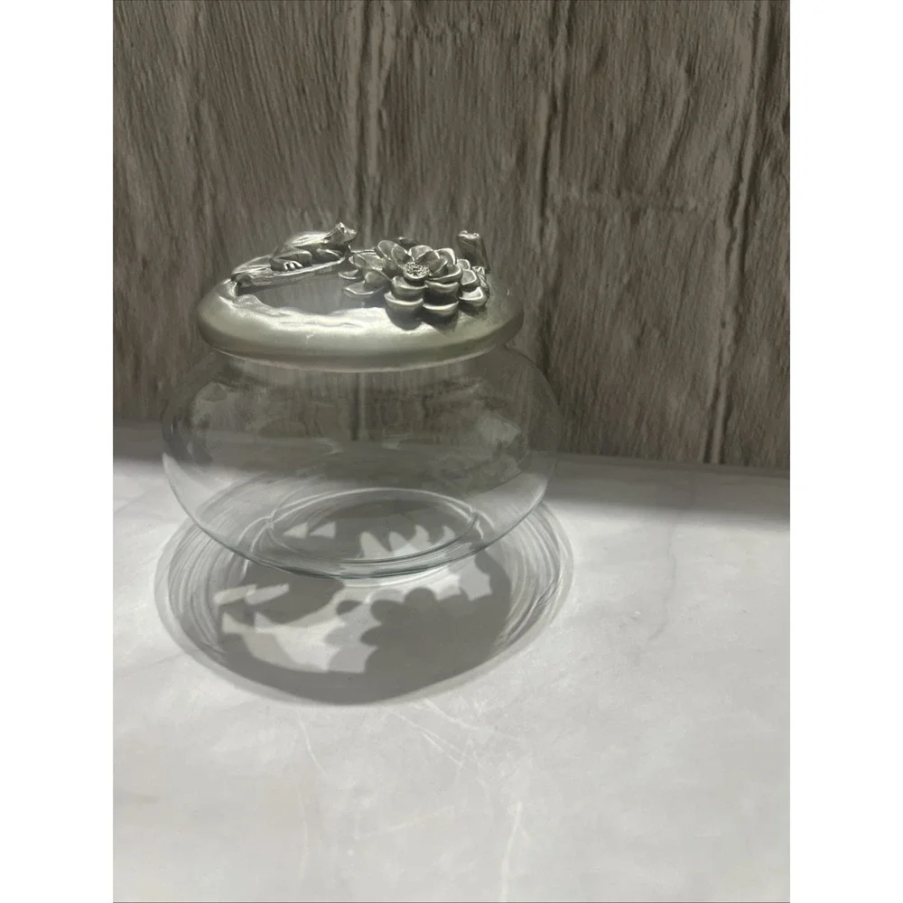 🌸 Vintage 1992 Ganz Canada Pewter Frog & Lily Pad Vanity Powder Jar